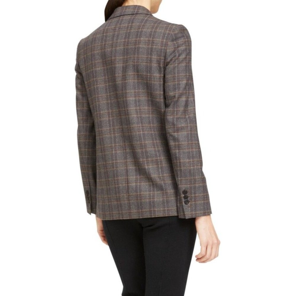 Theory Womens 6 Brown Griffin Plaid Double Breaste - Picture 11 of 11